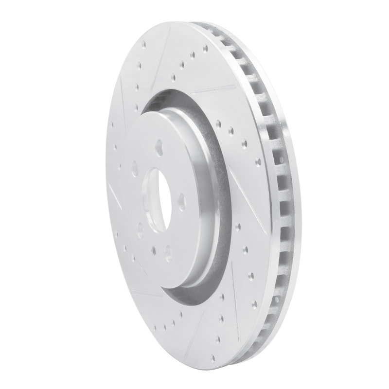 Ford Edge Brake Rotor (1) - Front Left - R1 Concepts - Drilled & Slotted - Silver - `15-`21